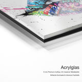Graffiti Lips – Acrylglas Qualitätsdetail mit 6 mm Premium-Aufbau, massiver Metallplatte und intensiver Farbtiefe
