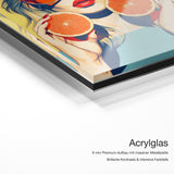 Grapefruits – Acrylglas Qualitätsdetail mit 6 mm Premium-Aufbau, massiver Metallplatte und intensiver Farbtiefe