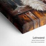 Happy West Highland Terrier – Leinwand Qualitätsdetail mit 300 g/m² Premium-Leinwand und feiner, matter Leinwandstruktur