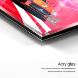 Jaguar F-Type – Acrylglas Qualitätsdetail mit 6 mm Premium-Aufbau, massiver Metallplatte und intensiver Farbtiefe