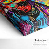 Joker why so serious Popart – Leinwand Qualitätsdetail mit 300 g/m² Premium-Leinwand und feiner, matter Leinwandstruktur
