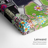 Kids Kissing – Leinwand Qualitätsdetail mit 300 g/m² Premium-Leinwand und feiner, matter Leinwandstruktur