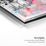 KING of Art – Acrylglas Qualitätsdetail mit 6 mm Premium-Aufbau, massiver Metallplatte und intensiver Farbtiefe