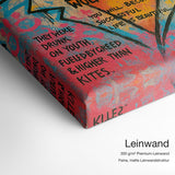 Leo the Wolf Popart – Leinwand Qualitätsdetail mit 300 g/m² Premium-Leinwand und feiner, matter Leinwandstruktur
