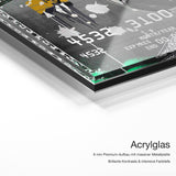 Leo Amex – Acrylglas Qualitätsdetail mit 6 mm Premium-Aufbau, massiver Metallplatte und intensiver Farbtiefe