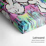 Life is Gucci – Leinwand Qualitätsdetail mit 300 g/m² Premium-Leinwand und feiner, matter Leinwandstruktur