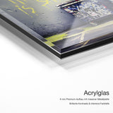 Life is Short – Acrylglas Qualitätsdetail mit 6 mm Premium-Aufbau, massiver Metallplatte und intensiver Farbtiefe