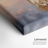 Lion Reflection – Leinwand Qualitätsdetail mit 300 g/m² Premium-Leinwand und feiner, matter Leinwandstruktur