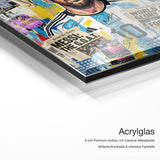 Lionel Messi – The Legacy – Acrylglas Qualitätsdetail mit 6 mm Premium-Aufbau, massiver Metallplatte und intensiver Farbtiefe