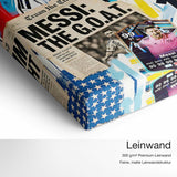 Lionel Messi – The Legacy – Leinwand Qualitätsdetail mit 300 g/m² Premium-Leinwand und feiner, matter Leinwandstruktur