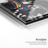 Lionel Messi the GOAT – Acrylglas-Qualitätsdetail mit 6 mm Premium-Aufbau und intensiver Farbtiefe