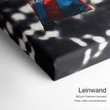 Lionel Messi the GOAT – Leinwand-Qualitätsdetail mit 300 g/m² Premium-Leinwand und matter Struktur