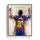 Leinwand Bild Messi Barcelona mit weißem Rahmen