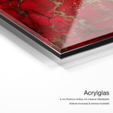 Love – Acrylglas Qualitätsdetail mit 6 mm Premium-Aufbau, massiver Metallplatte und intensiver Farbtiefe