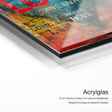 Love Heart Street Art – Acrylglas-Qualitätsdetail mit 6 mm Premium-Aufbau und intensiver Farbtiefe