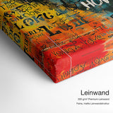 Love Heart Street Art – Leinwand-Qualitätsdetail mit 300 g/m² Premium-Leinwand und matter Struktur