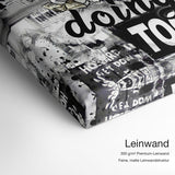 Love is doing things together – Leinwand Qualitätsdetail mit 300 g/m² Premium-Leinwand und feiner, matter Leinwandstruktur