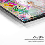 Marilyn Dance – Acrylglas Qualitätsdetail mit 6 mm Premium-Aufbau, massiver Metallplatte und intensiver Farbtiefe