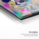 Micky Love – Acrylglas Qualitätsdetail mit 6 mm Premium-Aufbau, massiver Metallplatte und intensiver Farbtiefe