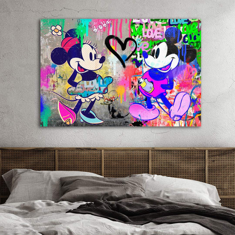 Leinwandbild Popart Minnie und Micky Mouse