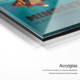 Mindset Haifisch – Acrylglas Qualitätsdetail mit 6 mm Premium-Aufbau, massiver Metallplatte und intensiver Farbtiefe