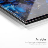 Mitternacht – Acrylglas Qualitätsdetail mit 6 mm Premium-Aufbau, massiver Metallplatte und intensiver Farbtiefe
