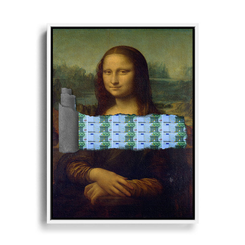 Leinwand motiv Mona Lisa mit weißem Rahmen