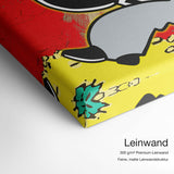 Mr. Monopoly – Leinwand Qualitätsdetail mit 300 g/m² Premium-Leinwand und feiner, matter Leinwandstruktur