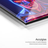 Neon Batman – Acrylglas Qualitätsdetail mit 6 mm Premium-Aufbau, massiver Metallplatte und intensiver Farbtiefe