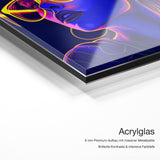 Neon Girl – Acrylglas Qualitätsdetail mit 6 mm Premium-Aufbau, massiver Metallplatte und intensiver Farbtiefe