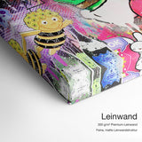 No Money no Honey – Leinwand-Qualitätsdetail mit 300 g/m² Premium-Leinwand und feiner matter Leinwandstruktur
