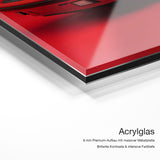 Porsche 911 red – Acrylglas-Qualitätsdetail mit 6 mm Premium-Aufbau, massiver Metallplatte und intensiver Farbtiefe