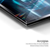 Porsche Next Level – Acrylglas-Qualitätsdetail mit 6 mm Premium-Aufbau, massiver Metallplatte und intensiver Farbtiefe