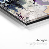 Partners in Crime – Acrylglas-Qualitätsdetail mit 6 mm Premium-Aufbau, massiver Metallplatte und intensiver Farbtiefe
