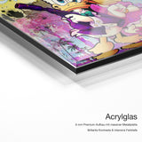 Partners in Crime forever – Acrylglas-Qualitätsdetail mit 6 mm Premium-Aufbau, massiver Metallplatte und intensiver Farbtiefe