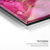 Pinky – Acrylglas-Qualitätsdetail mit 6 mm Premium-Aufbau, massiver Metallplatte und intensiver Farbtiefe