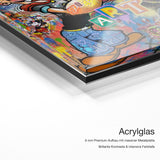 Popeye 2 – Acrylglas-Qualitätsdetail mit 6 mm Premium-Aufbau, massiver Metallplatte und intensiver Farbtiefe