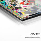 Popeye – Acrylglas-Qualitätsdetail mit 6 mm Premium-Aufbau, massiver Metallplatte und intensiver Farbtiefe