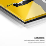 Pulp Fiction – Acrylglas-Qualitätsdetail mit 6 mm Premium-Aufbau, massiver Metallplatte und intensiver Farbtiefe