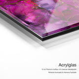 Purple Sun – Acrylglas Qualitätsdetail mit 6 mm Premium-Aufbau, massiver Metallplatte und intensiver Farbtiefe