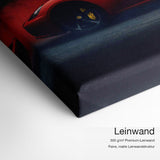 Red Ferrari – Leinwand-Qualitätsdetail mit 300 g/m² Premium-Leinwand und feiner matter Leinwandstruktur
