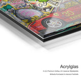 Rich Flintstones – Acrylglas-Qualitätsdetail mit 6 mm Premium-Aufbau, massiver Metallplatte und intensiver Farbtiefe