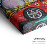 Rich Flintstones – Leinwand-Qualitätsdetail mit 300 g/m² Premium-Leinwand und feiner matter Leinwandstruktur