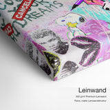 Rosa Panther – Leinwand-Qualitätsdetail mit 300 g/m² Premium-Leinwand und feiner matter Leinwandstruktur