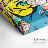 Rosie – Leinwand-Qualitätsdetail mit 300 g/m² Premium-Leinwand und feiner matter Leinwandstruktur