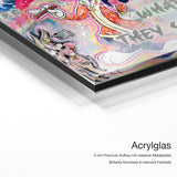 Rule Number One – Acrylglas-Qualitätsdetail mit 6 mm Premium-Aufbau, massiver Metallplatte und intensiver Farbtiefe