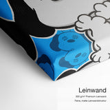 Snoopy Popart – Leinwand-Qualitätsdetail mit 300 g/m² Premium-Leinwand und feiner matter Leinwandstruktur