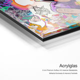 Schneewittchen – Acrylglas-Qualitätsdetail mit 6 mm Premium-Aufbau, massiver Metallplatte und intensiver Farbtiefe