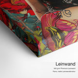 Sexy Marilyn – Leinwand-Qualitätsdetail mit 300 g/m² Premium-Leinwand und feiner matter Leinwandstruktur