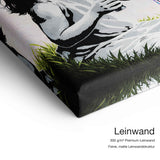 Stay Rebel – Leinwand-Qualitätsdetail mit 300 g/m² Premium-Leinwand und feiner matter Leinwandstruktur